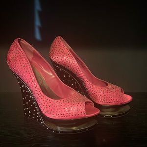 Pink Sparkling Wedge Heels size 9